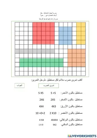 مستطيلات الضرب