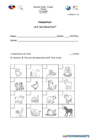 Tiere auf dem Bauernhof