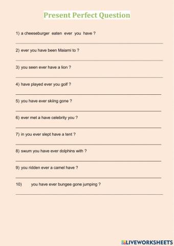 Present Perfect Questions