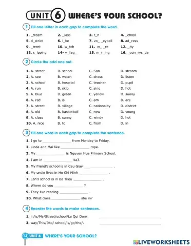 Grade 4 - Unit 6- Where's your school? - HW