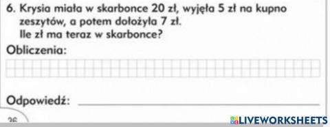 Zadania ile złotych Krysia