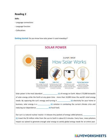 Unit 3 Reading 2 Solar Power