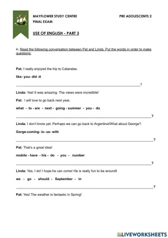 Final exam pre ado 2ex ado1 use 3