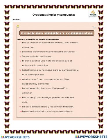 Oraciones simples y compuetas