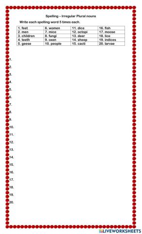 Irregular Plural Nouns