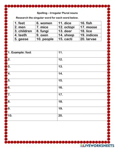 Changing irregular plural nouns to singular nouns