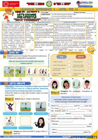 3° PRE A1 - EDA 8 - activity 4 - Aprendo en casa