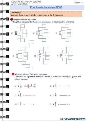 Práctica con fracciones