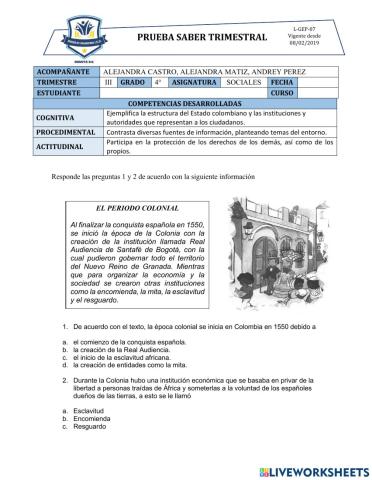 Evaluación trimestral Sociales