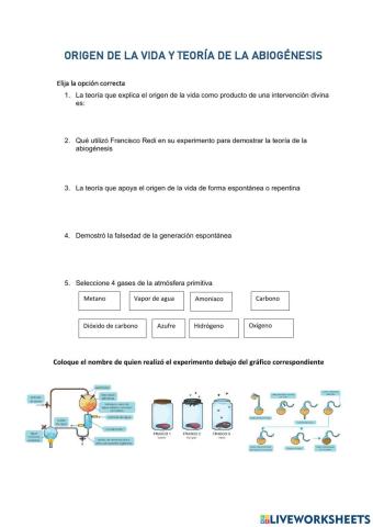Origen de la vida y teoria de la abiogénesis