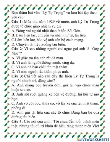Đọc hiểu: Lý Tự Trọng
