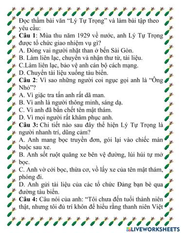 Đọc hiểu: Lý Tự Trọng