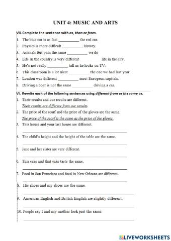 Grade 7- Unit 4 Music and Arts