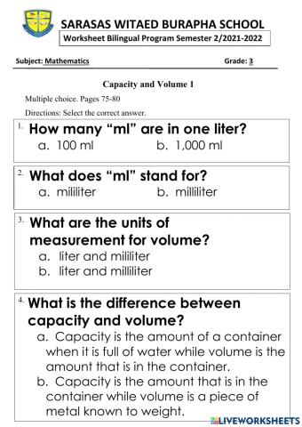 Measurement of Volume Part 1