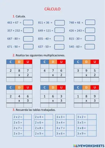Cálculo - la tabla del 4