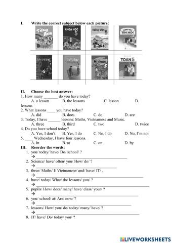 Unit 6 How many lessons do you have today?