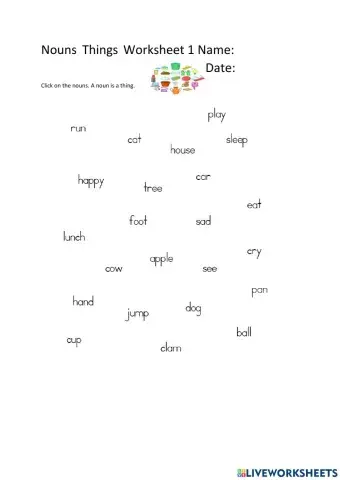 Nouns Worksheet 1