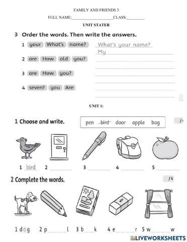 Family and friend 3- unit 0-1-2