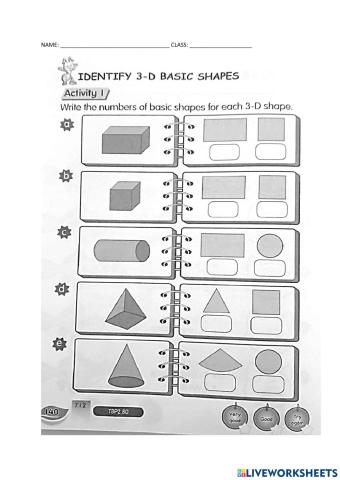 Identify 3-d basic shapes