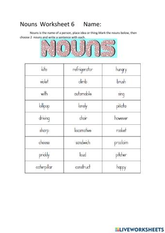 Nouns worksheet 6