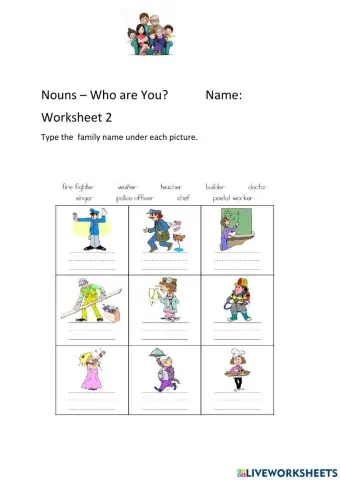 Nouns- Who Are You? worksheet 2