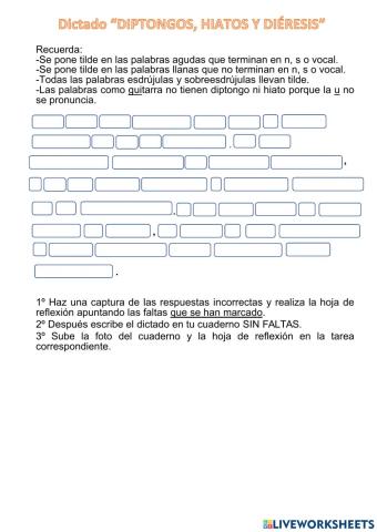 Dictado diptongos,hiatos y diéresis