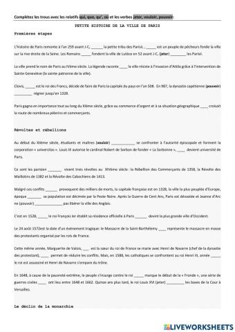 Petite histoire de Paris avec les relatifs