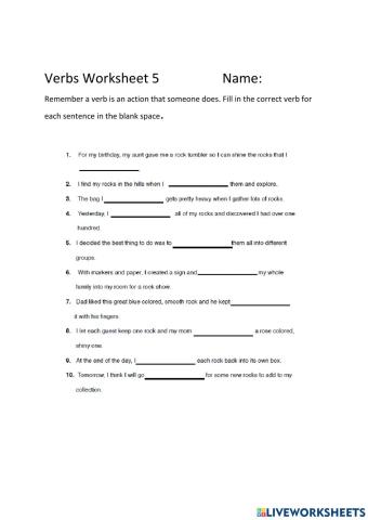 Verbs worksheet 5