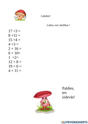 Saskaitīšana līdz 20