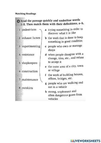 Matching Headings - Pedestrians only