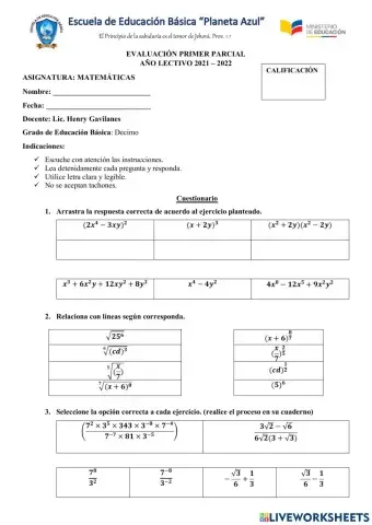 Evaluación del Primer Parcial