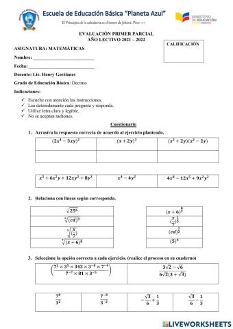 Evaluación del Primer Parcial