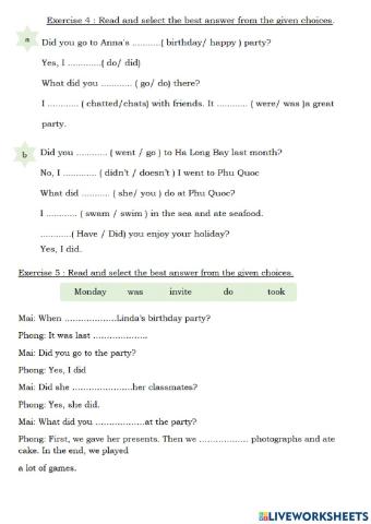 Tieng Anh 5 - Exercises Unit 4