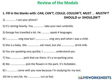 Ye3 modal verbs