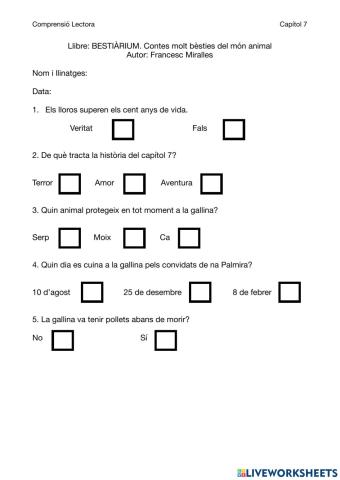 Comprensió lectura capítol 7 Bestiàium