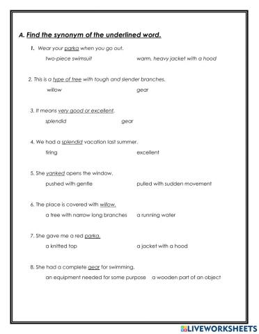 Kumak's Fish Vocabulary Worksheet