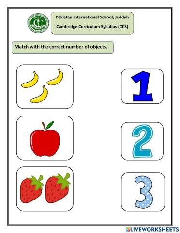 Match with the correct number of objects