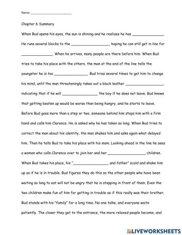 Bud, Not Buddy Chapter 6 Summary