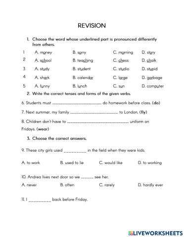 Revision for Midterm Test