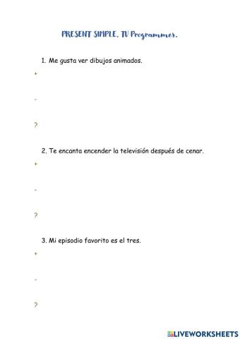 TV Programmes Present Simple