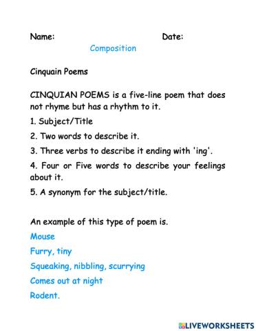 Cinquain Poems