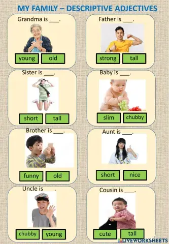 My Family - Descriptive adjectives