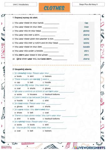 Clothes Steps Plus V Unit 1