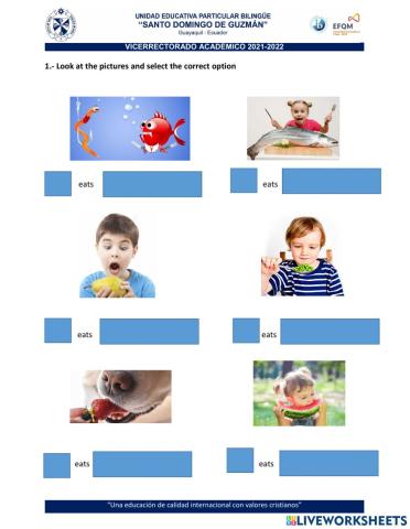 Third person and verb Eat