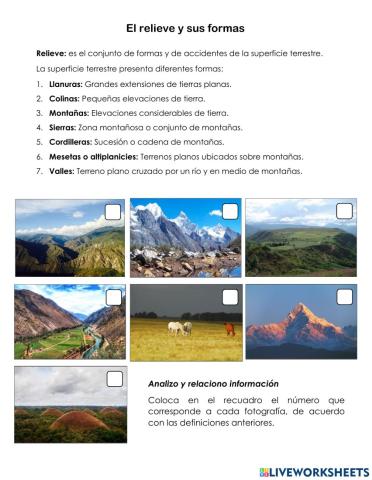 El relieve y sus formas