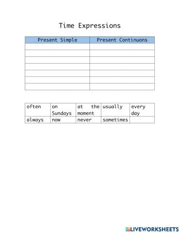 Time Expressions. Present Simple, Present continous