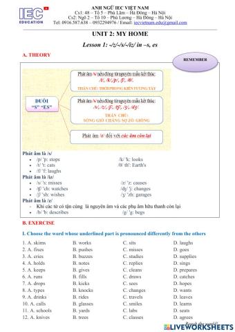 UNIT 2 Grade 6: MY HOME