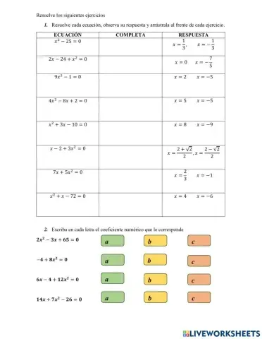 Ecuaciones cuadraticas