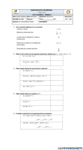 Expresiones Algebraicas
