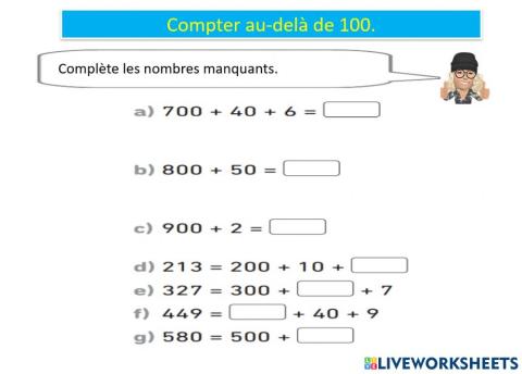 Mathematiques nombres au delà de  de 100 teacher geraldine s7